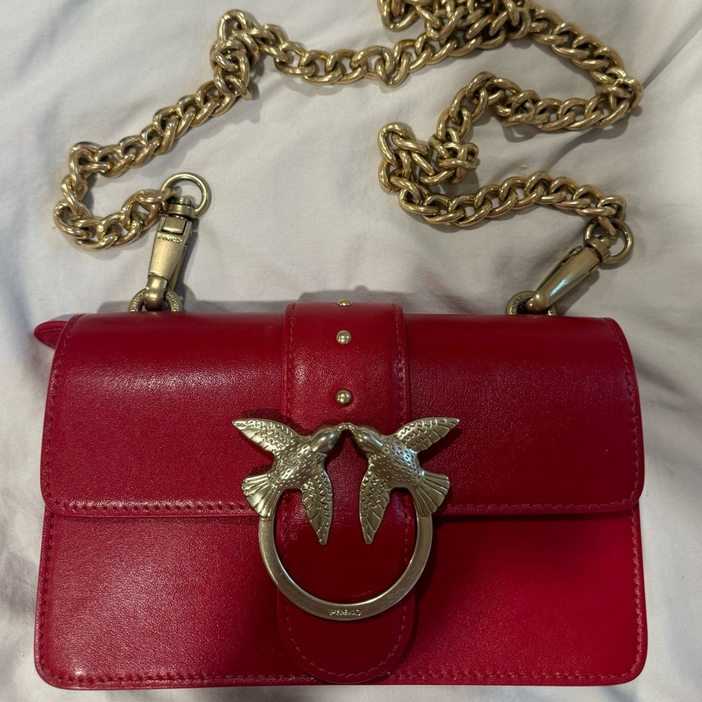 Pinko Red Bag with Gold Chain
